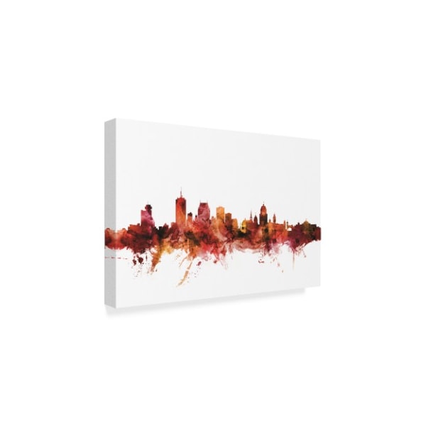 Michael Tompsett 'Quebec Canada Skyline Red' Canvas Art,12x19